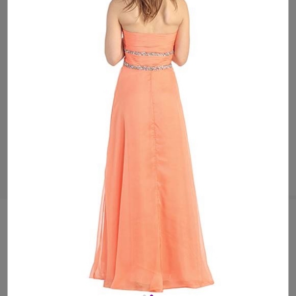 Orange Chiffon Hand-Beaded Gown & Shawl, 8 - Picture 2 of 2